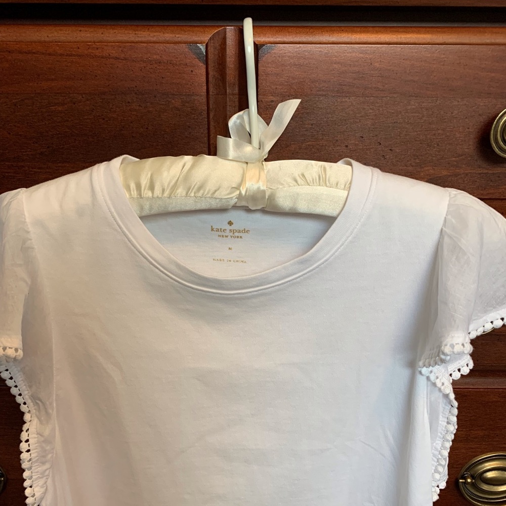 Kate Spade White Tee with flutter sleeves